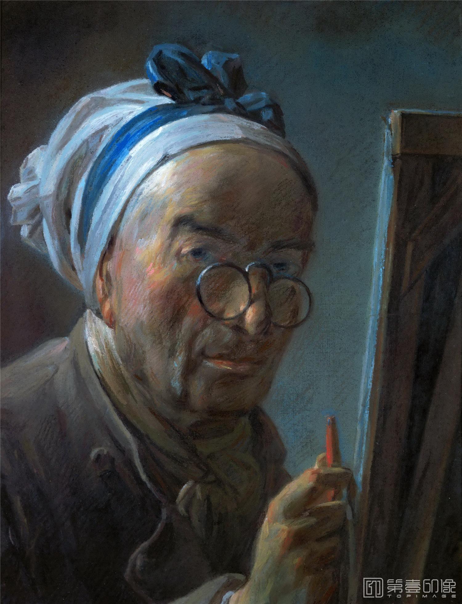 油画-卢浮宫-Jean-Siméon ChardinSelf Portrait-1144